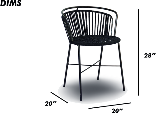 Black Woven Back Dining Chair