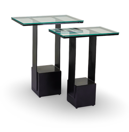 Modern Glass Top Nesting Side Tables