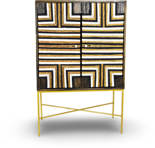 Geometric Wooden Bar Cabinet