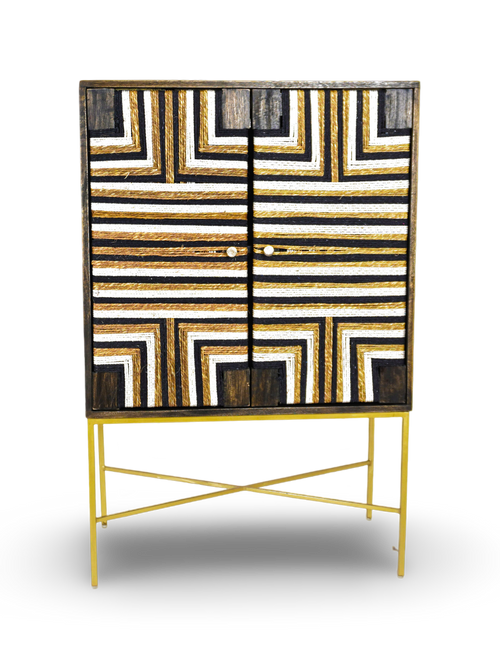 Geometric Inlay Bar Cabinet
