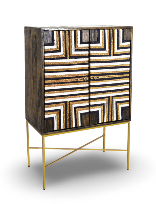 Geometric Inlay Bar Cabinet