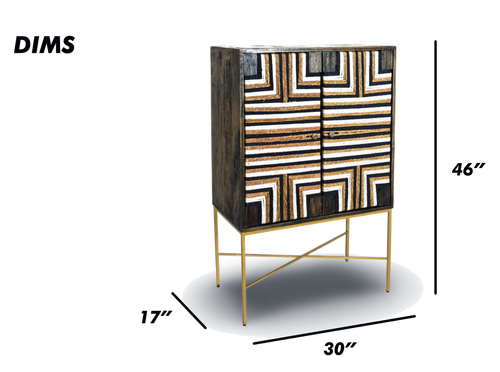Geometric Inlay Bar Cabinet