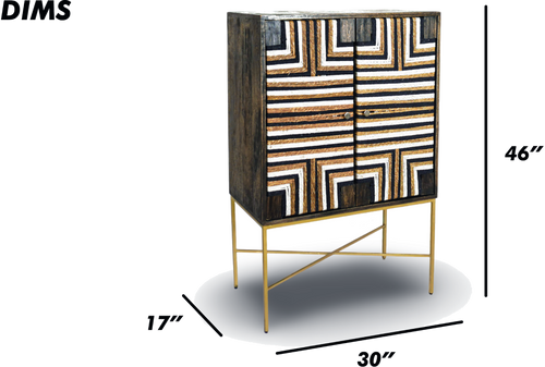 Geometric Wooden Bar Cabinet