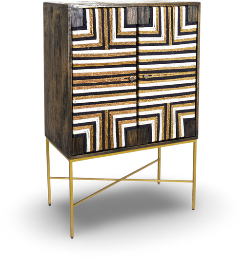 Geometric Wooden Bar Cabinet