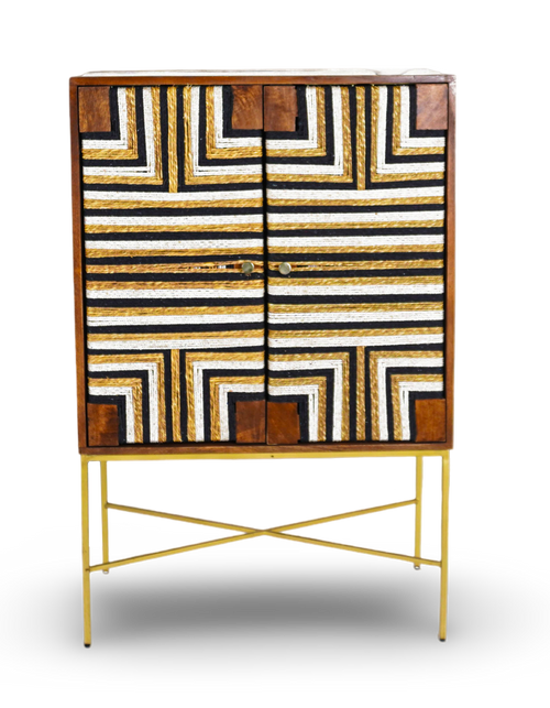 Geometric Inlay Bar Cabinet