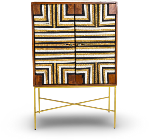 Geometric Wooden Bar Cabinet