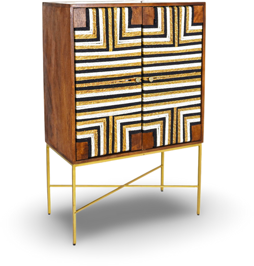Geometric Wooden Bar Cabinet