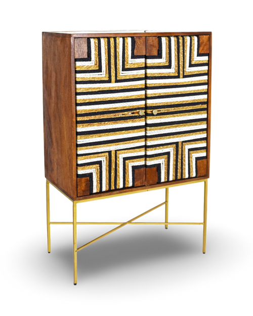 Geometric Inlay Bar Cabinet