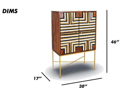 Geometric Inlay Bar Cabinet