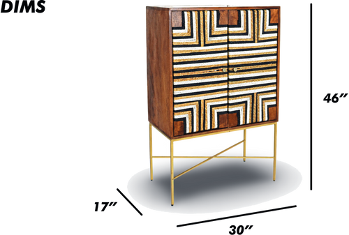 Geometric Wooden Bar Cabinet