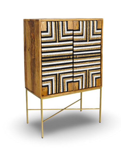 Geometric Inlay Bar Cabinet