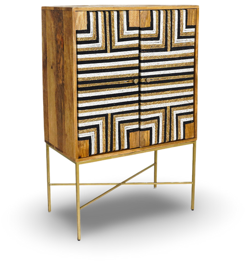 Geometric Wooden Bar Cabinet