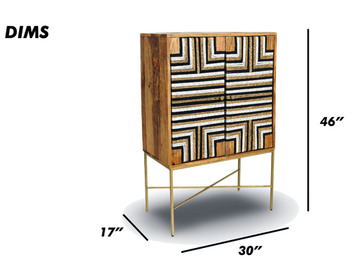 Geometric Inlay Bar Cabinet
