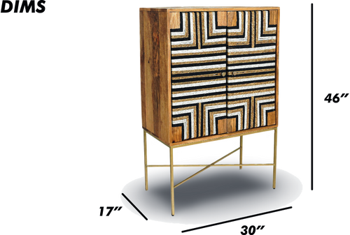 Geometric Wooden Bar Cabinet