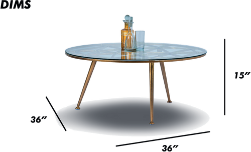 Round Glass Coffee Table with Black Metal Base