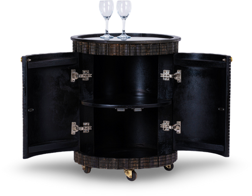 Round Wood Bar Trolley