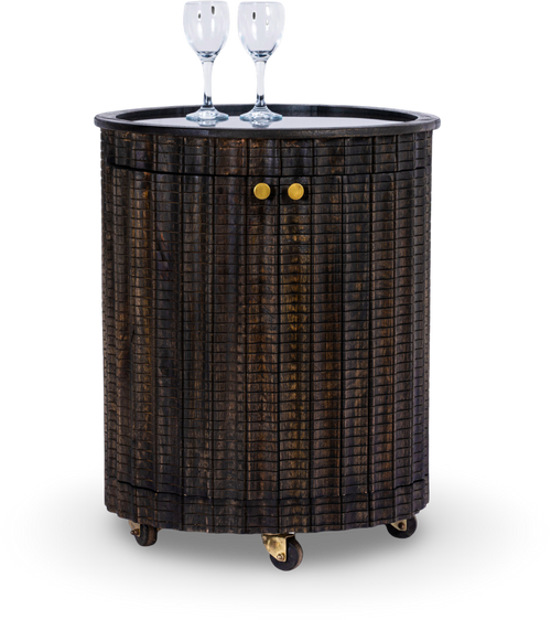 Round Wood Bar Trolley