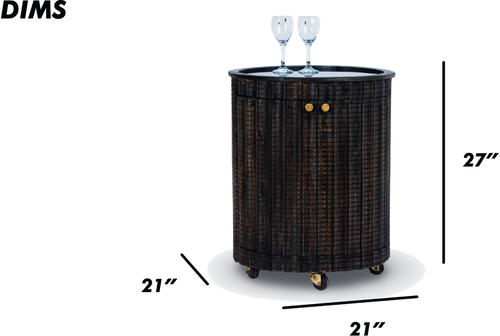 Round Wood Bar Trolley