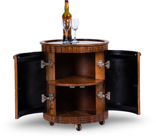 Round Wood Bar Trolley