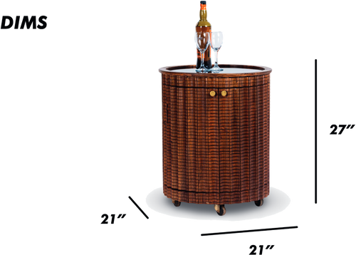 Round Wood Bar Trolley