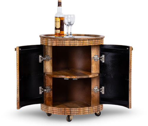 Round Wood Bar Trolley