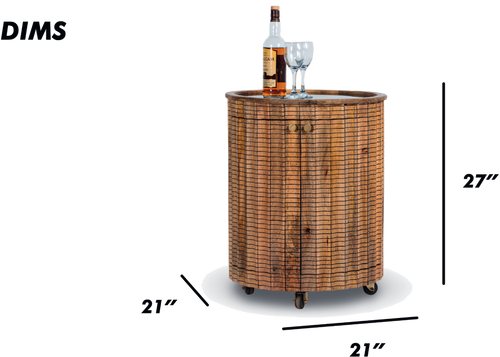 Round Wood Bar Trolley