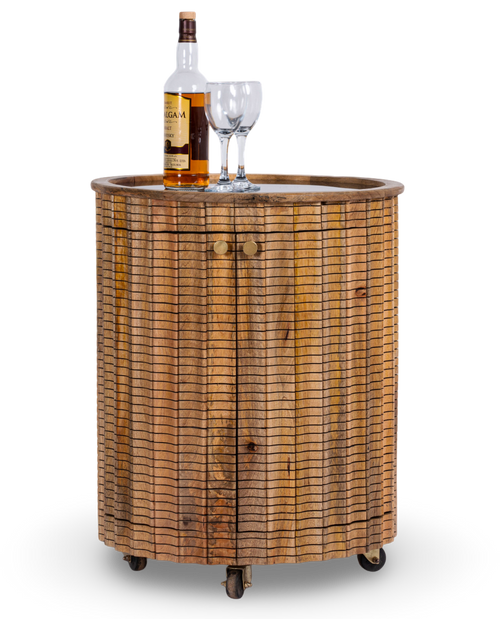 Round Wood Bar Trolley