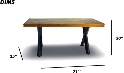 Rectangular Wood Dining Table with Black Metal Legs