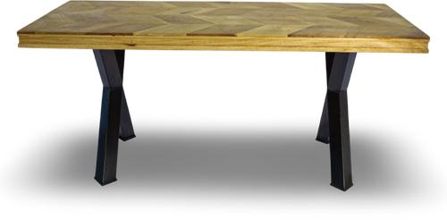 Rectangular Wood Dining Table with Black Metal Legs