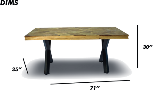 Rectangular Wood Dining Table with Black Metal Legs