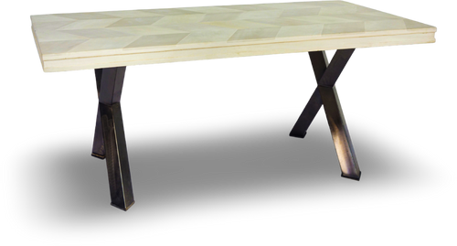 Rectangular Wood Dining Table with Black Metal Legs
