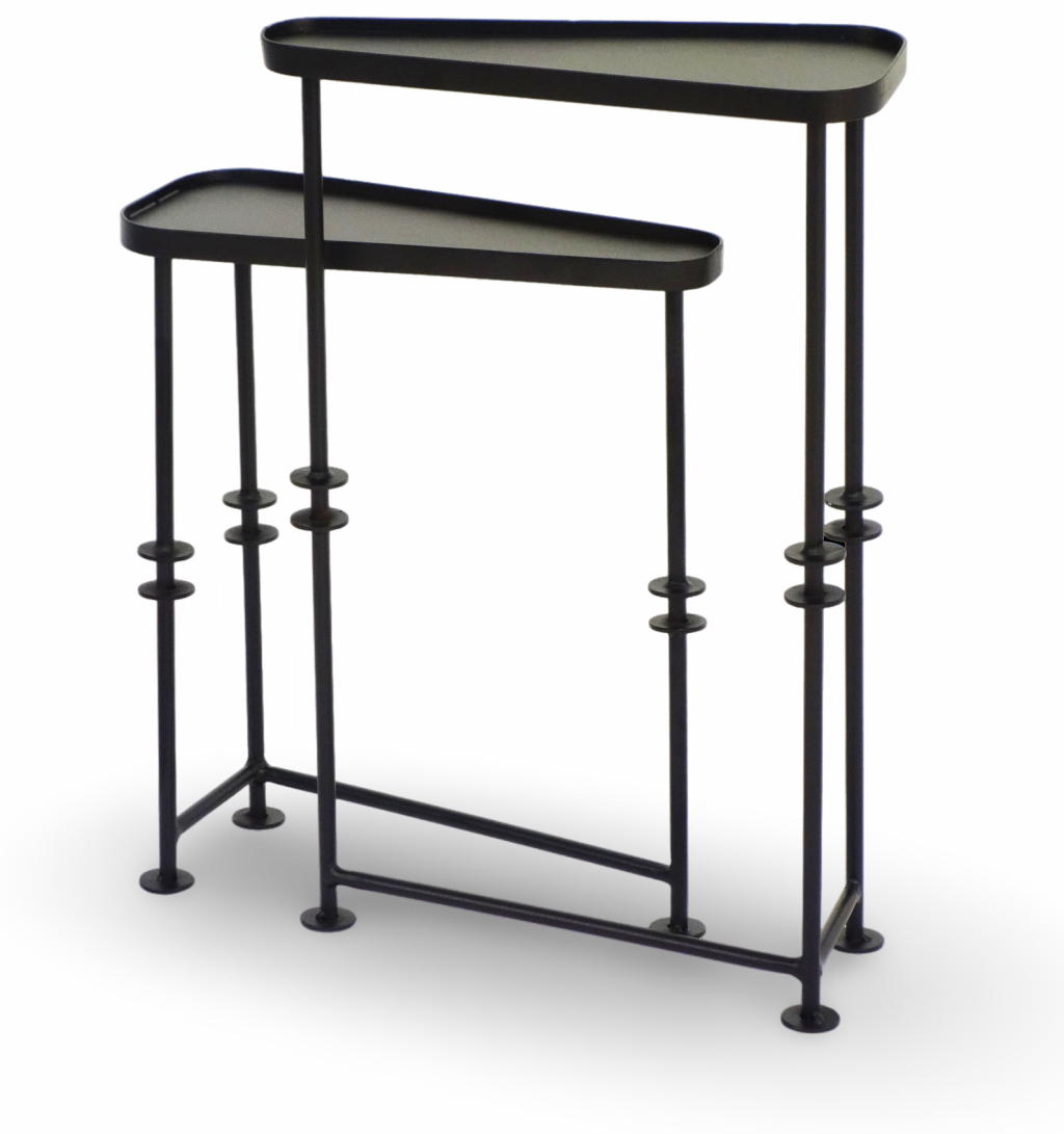 Asymmetrical Black Metal Nesting Tables