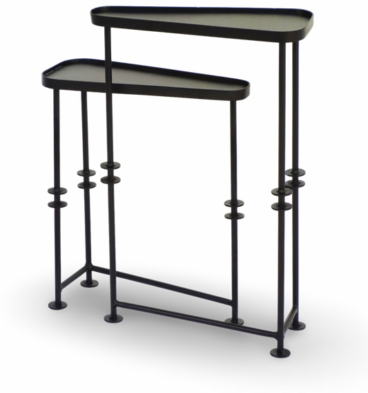Asymmetrical Black Metal Nesting Tables