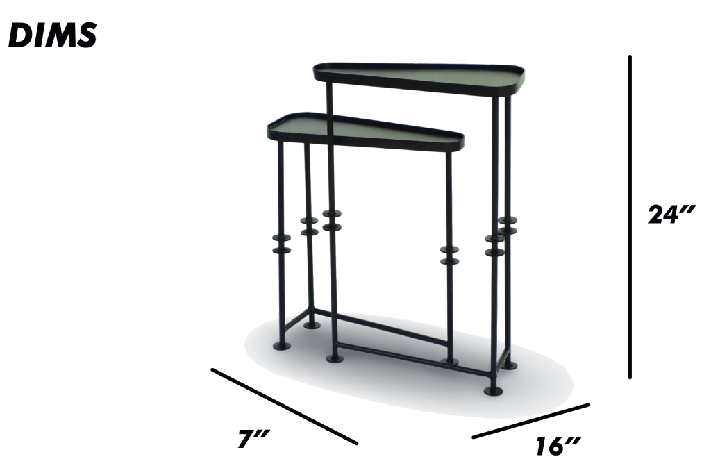 Asymmetrical Black Metal Nesting Tables