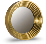 Round Gold Ribbed Frame Mirror