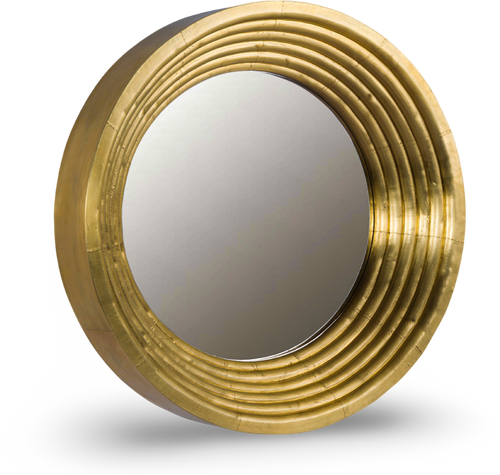Round Gold Ribbed Frame Mirror