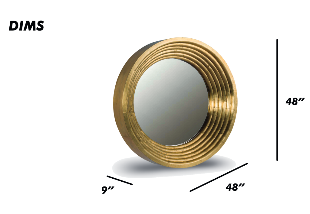 Round Gold Ribbed Frame Mirror