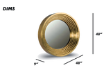 Round Gold Ribbed Frame Mirror