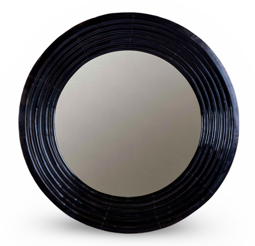 Round Gold Ribbed Frame Mirror