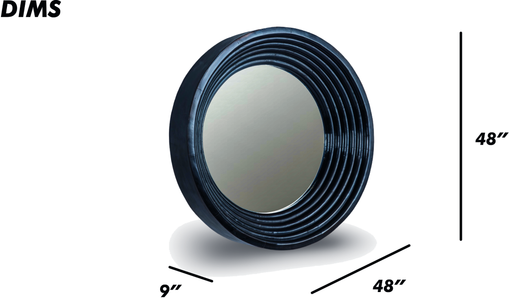 Round Gold Ribbed Frame Mirror