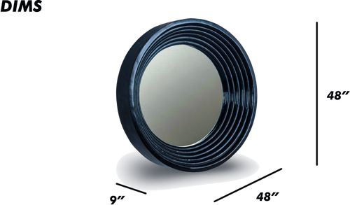 Round Gold Ribbed Frame Mirror