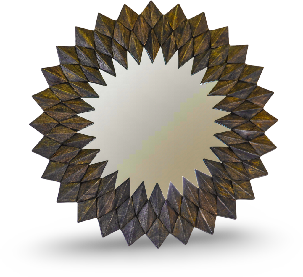Brushed Grey Sunburst Wall Mirror