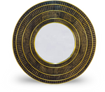 Round Wood and Brass Mirror