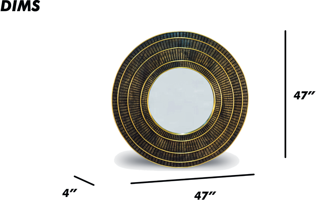 Round Wood and Brass Mirror