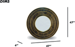 Round Wood and Brass Mirror