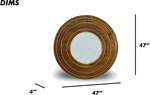 Round Wood and Brass Mirror