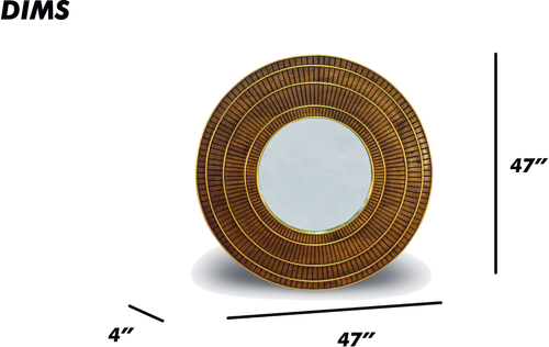 Round Wood and Brass Mirror