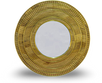 Round Wood and Brass Mirror