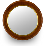 Brown Round Wooden Wall Mirror