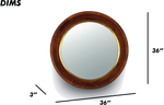 Brown Round Wooden Wall Mirror